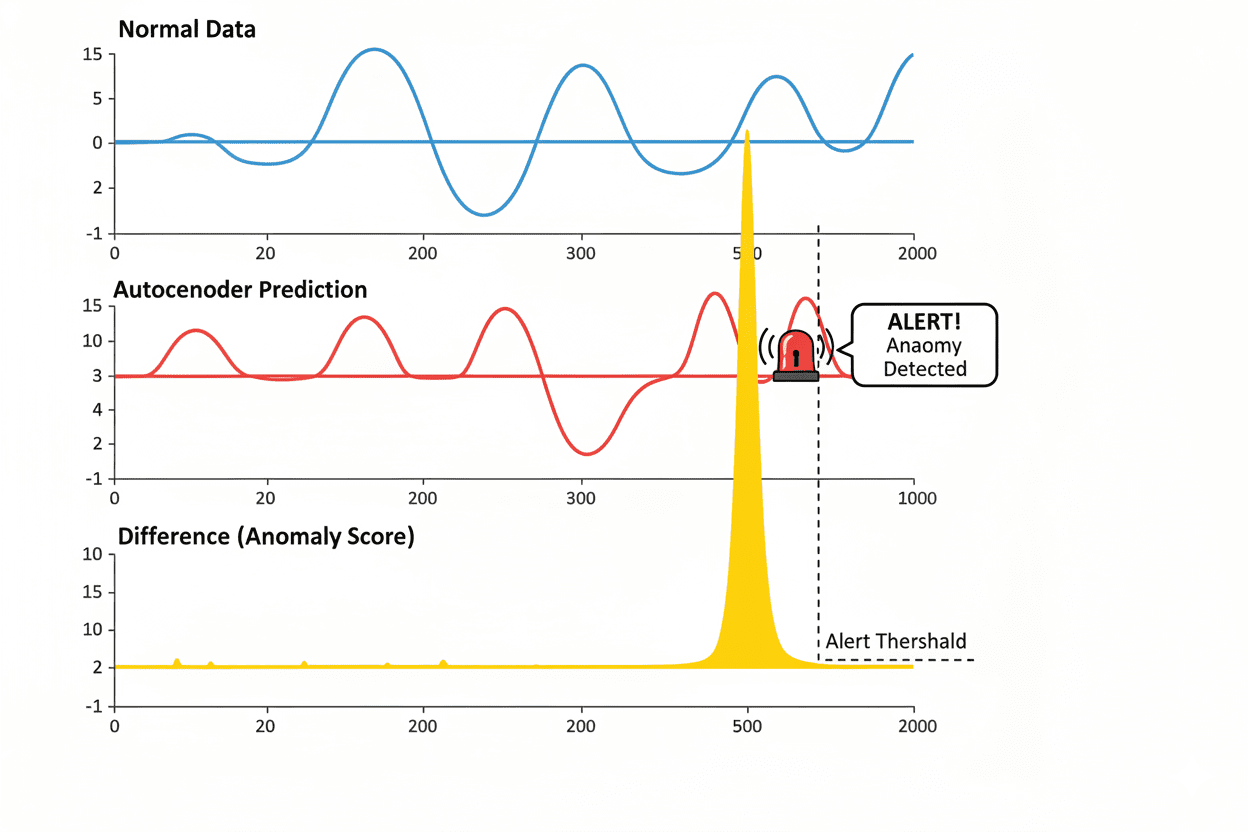 Autoencoder reconstruction error rising when an anomalous signal appears