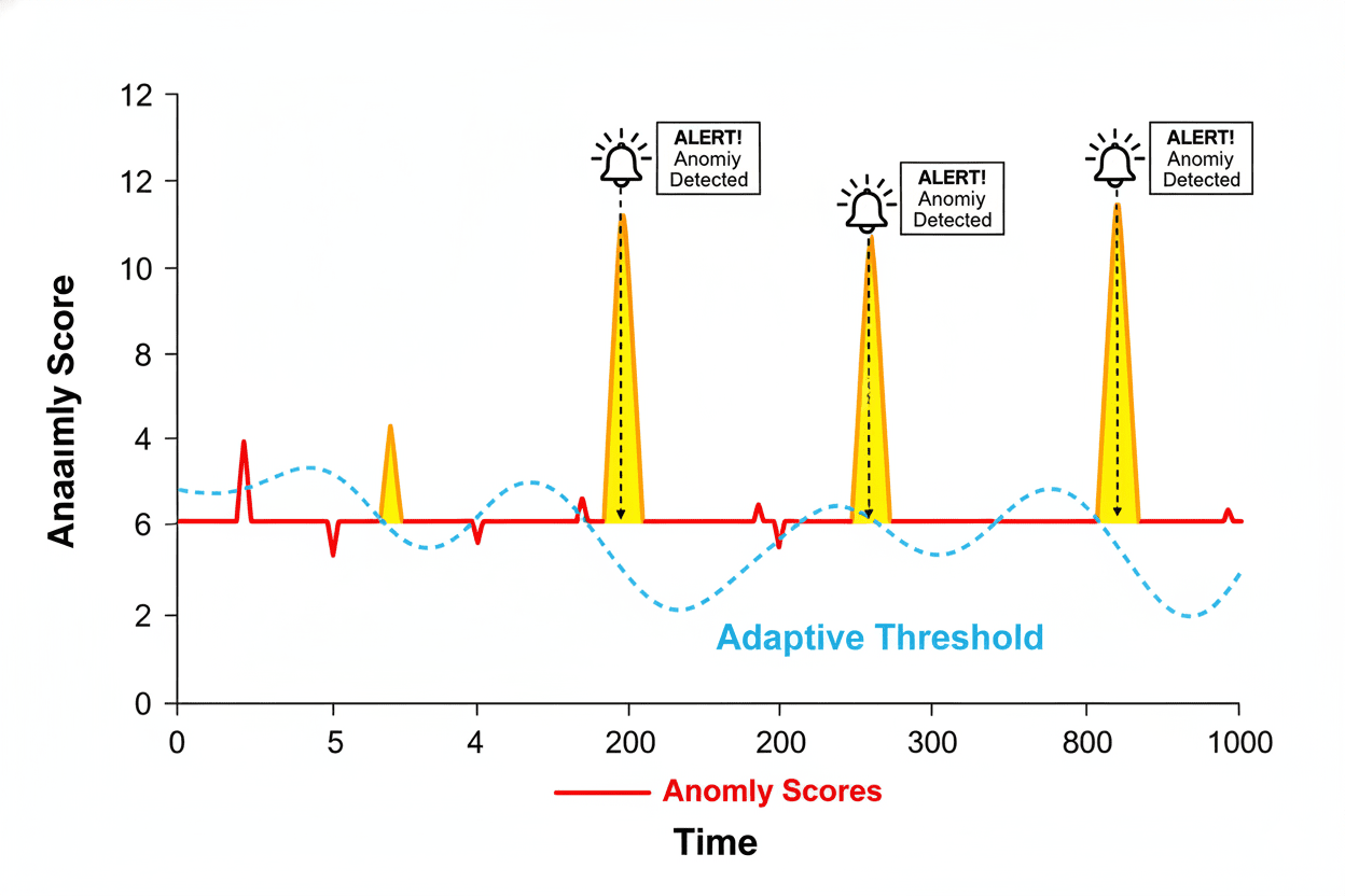 Example of an adaptive threshold shifting with recent sensor data