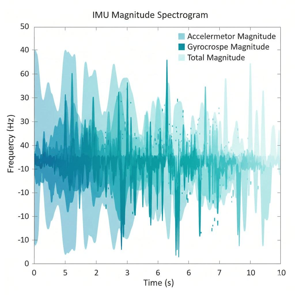 Raw IMU signal traces showing distinct motion patterns for different dog behaviors