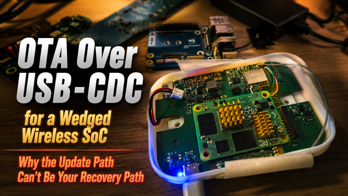 OTA Over USB-CDC for a Wedged Wireless SoC — Why the Update Path Can't Be Your Recovery Path