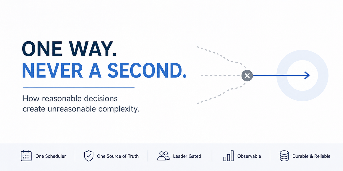 One Way, and Never a Second: How Codebases Grow Three Schedulers Nobody Designed