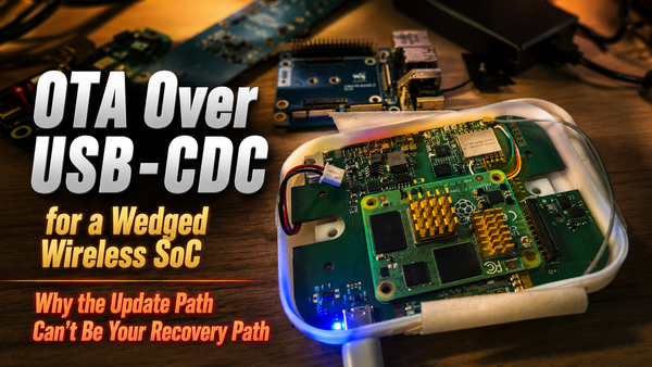 OTA Over USB-CDC for a Wedged Wireless SoC — Why the Update Path Can't Be Your Recovery Path