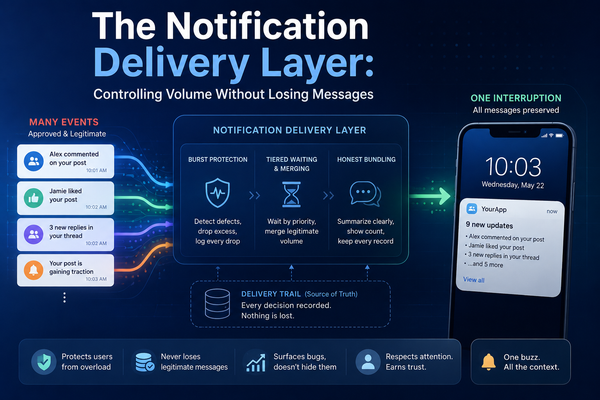 The Notification Delivery Layer: Controlling Volume Without Losing Messages
